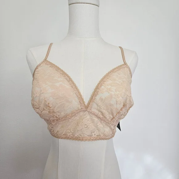 I.N.C. International Concepts Womens Lace Bralette Almond Latte Large Adjustable - Picture 2 of 12